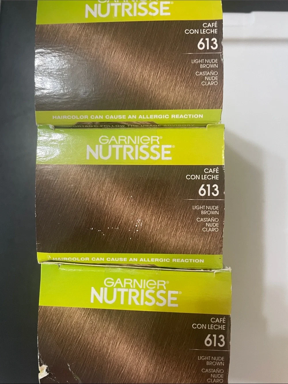 3 Pack Garnier Nutrisse Light Brown # 613 Permanent Hair Color Crème NEW